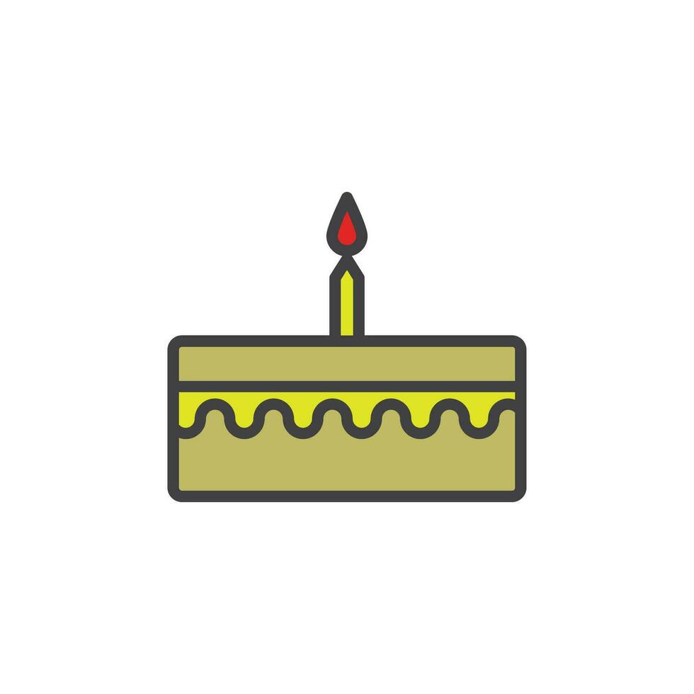 Geburtstag Kuchen Symbol. Zeichen zum Handy, Mobiltelefon Konzept und Netz Design. Gliederung Vektor Symbol. Symbol, Logo Illustration. Vektor Grafik