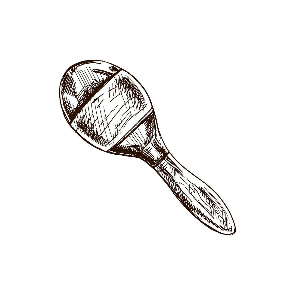 ritad för hand skiss av maracas. årgång teckning av latin amerikan musikalisk instrument. vektor svart bläck översikt illustration. mexikansk kultur. latin amerika.