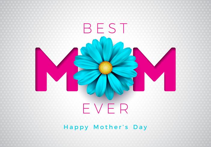 Glückliche Mutter-Tagesgrußkartenillustration mit typografischem Design der Blume und der Mutter auf weißem Hintergrund. Vektor-Feier-Illustration vektor