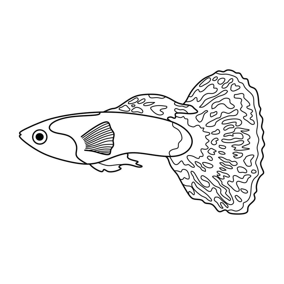 hand dragen tecknad serie vektor illustration guppy fisk ikon isolerat på vit bakgrund