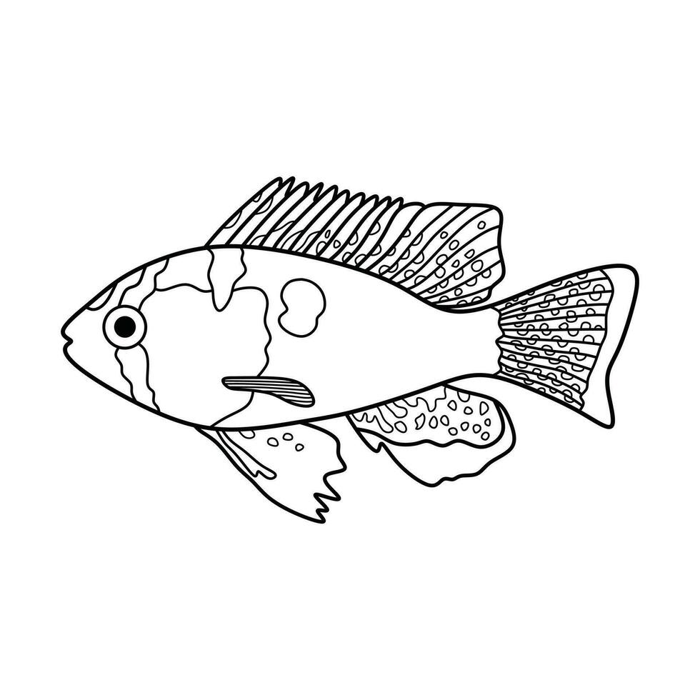Hand gezeichnet Karikatur Vektor Illustration Deutsche Blau RAM Fisch Symbol isoliert auf Weiß Hintergrund