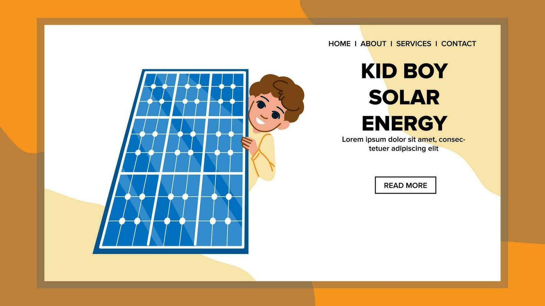 Grün Kind Junge Solar- Energie Vektor