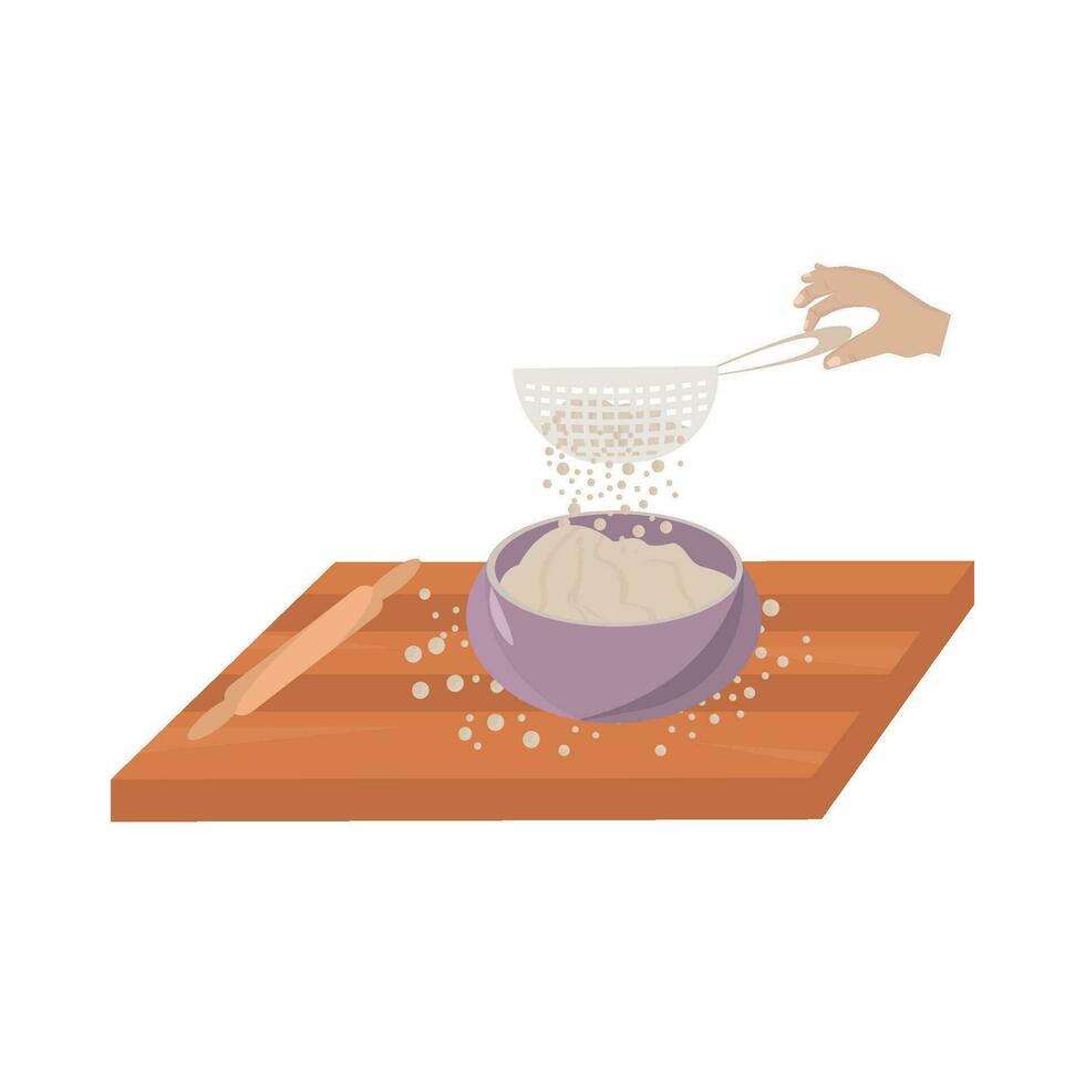 filtrering mjöl i skål illustration vektor