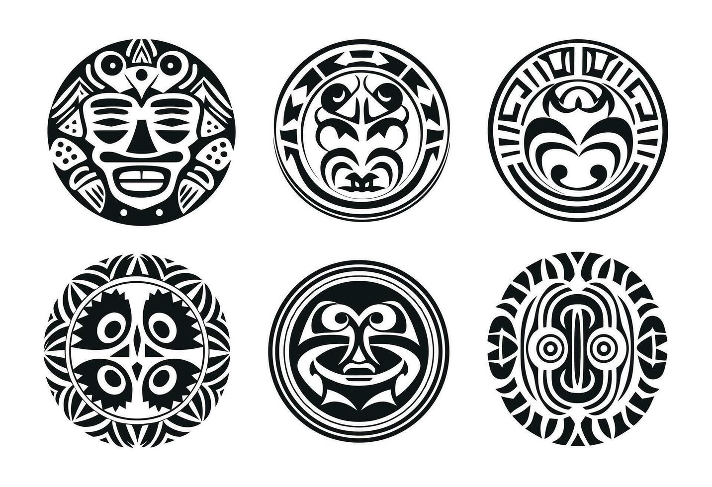 runden Maori tätowieren Ornament afrikanisch Maya aztekisch ethnisch Stammes- Stil vektor