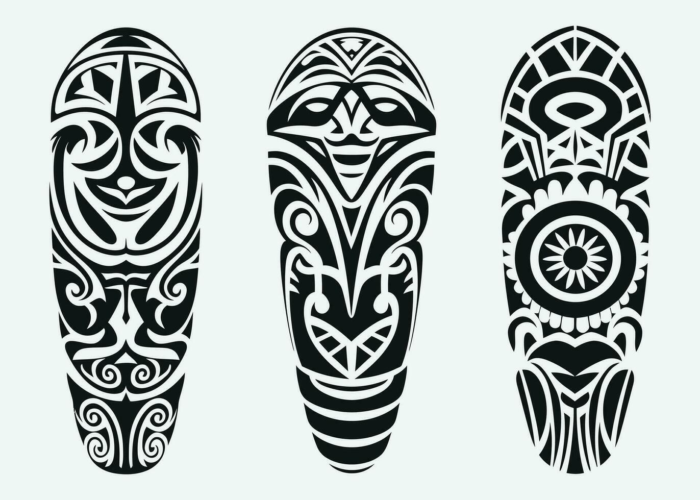 hand dragen uppsättning av tatuering skiss maori stil för ben eller axel vektor