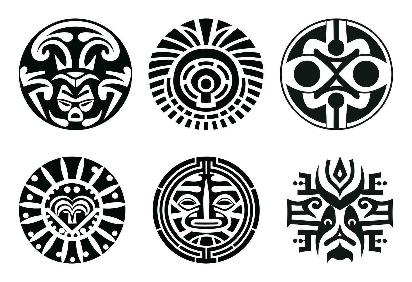 runden Maori tätowieren Ornament afrikanisch Maya aztekisch ethnisch Stammes- Stil vektor