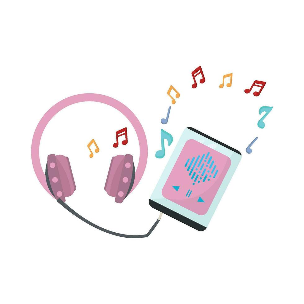 hörlurar med mp3 musik illustration vektor