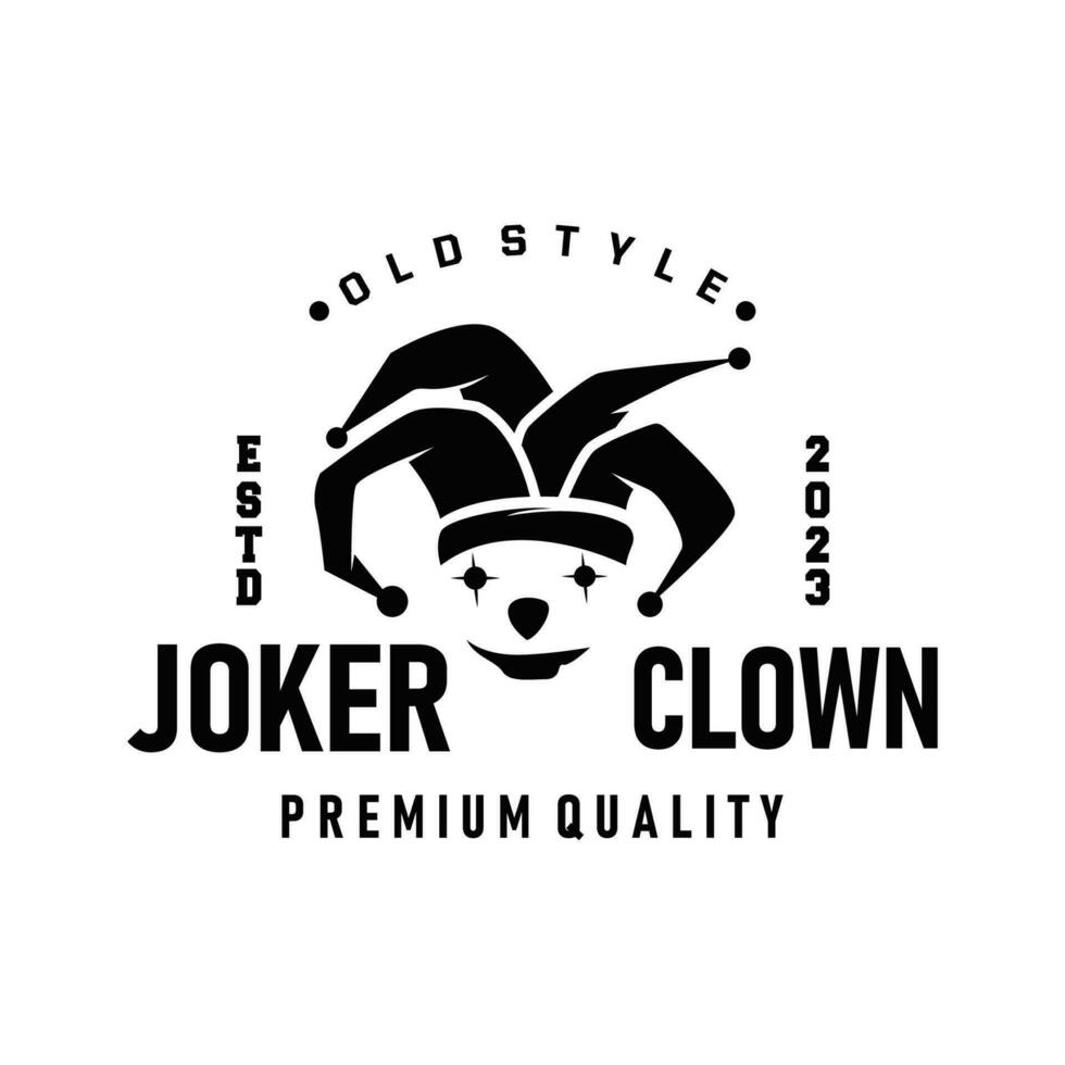 enkel illustration mall gycklare hatt logotyp minimalistisk joker clown design vektor