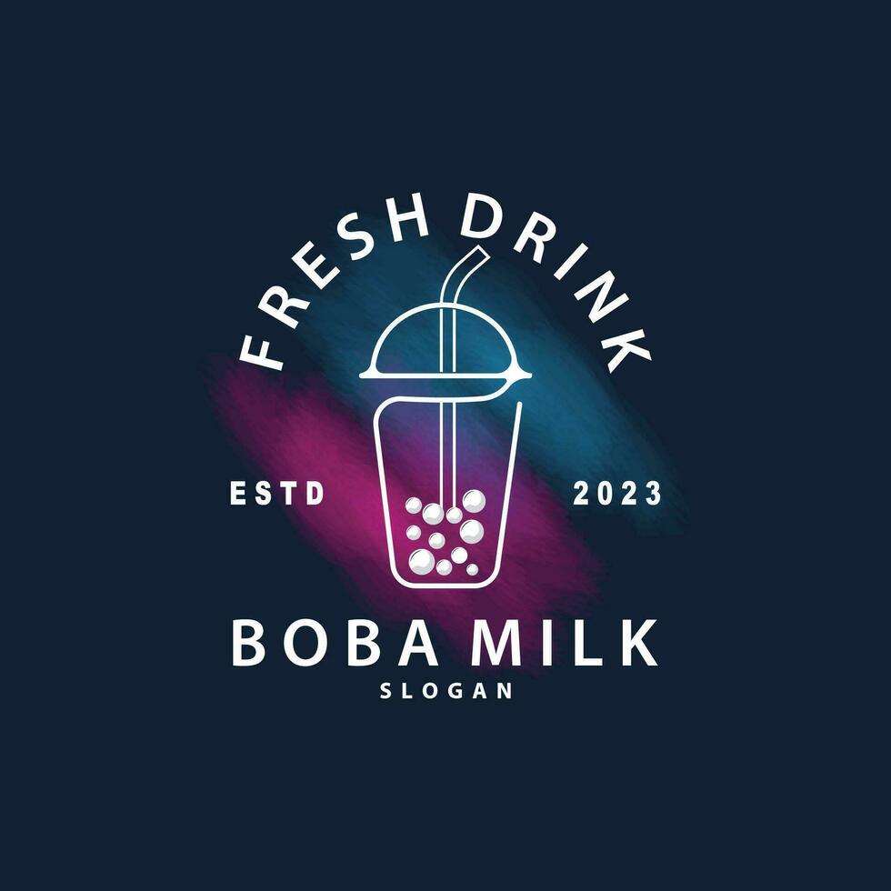 boba dryck logotyp, mjölk te söt boba pärla gelé dryck bubbla vektor enkel minimalistisk design