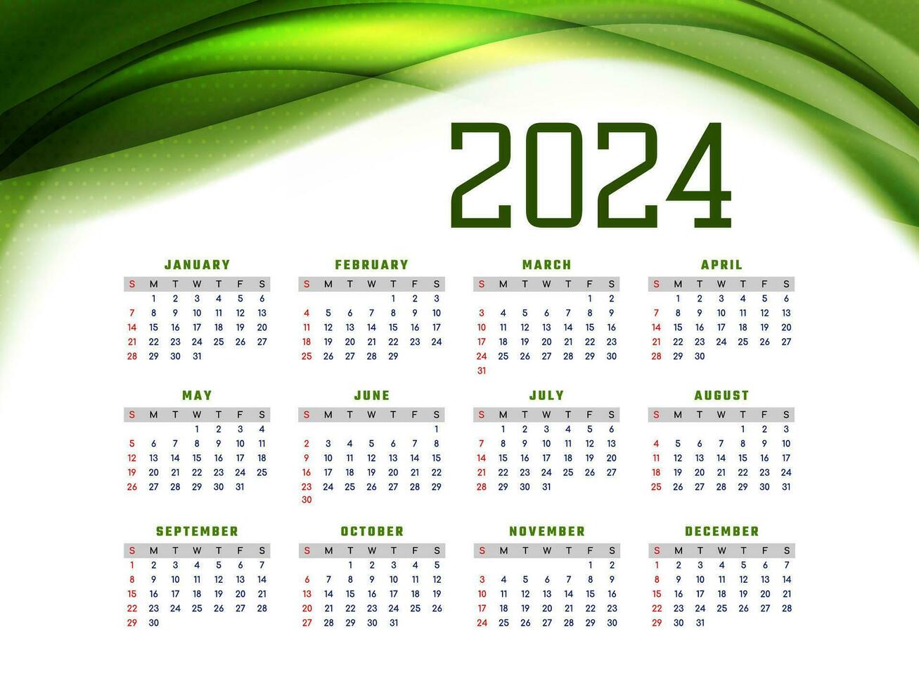 modern 2024 ny år kalender design vektor