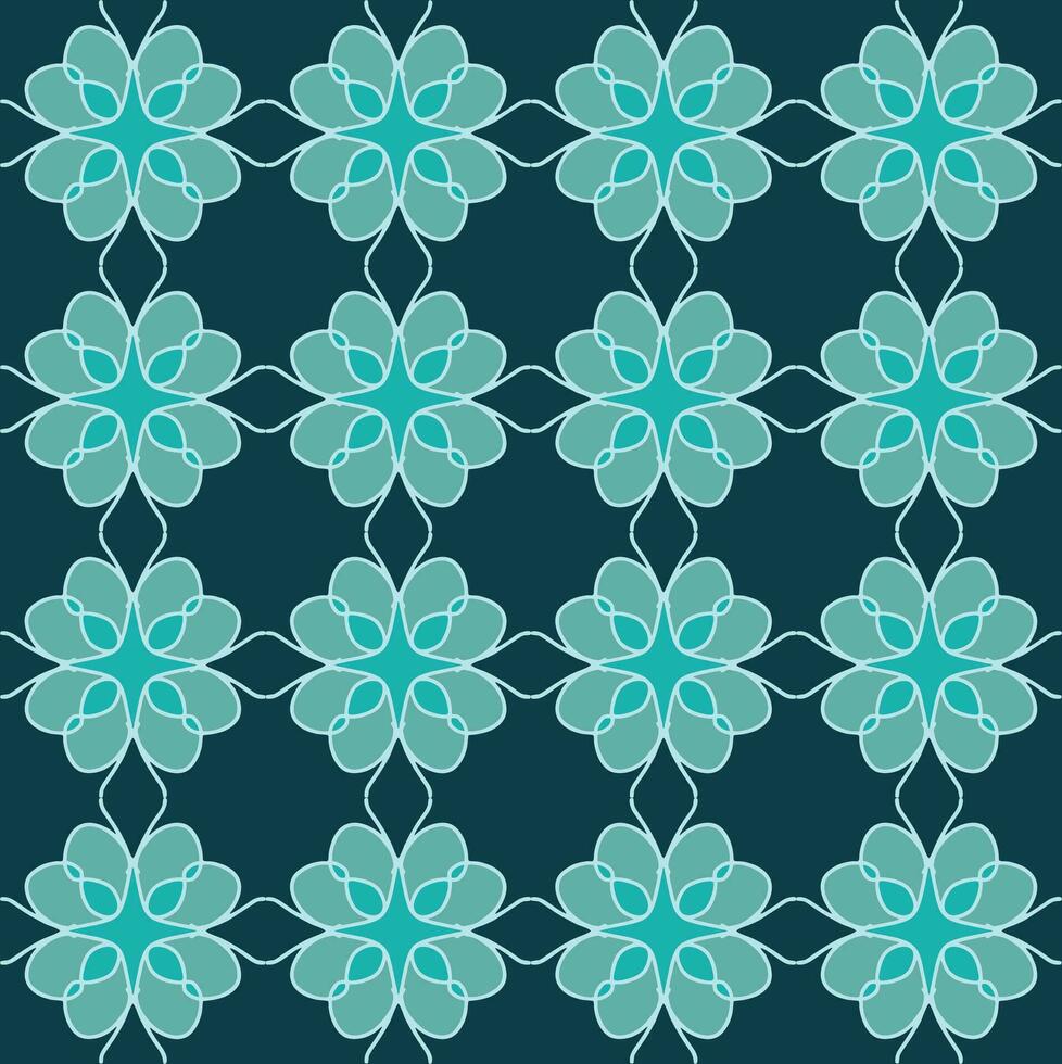 Blau Türkis aqua menthe Jahrgang Blumen- Innere nahtlos eben Design Hintergrund Vektor Illustration