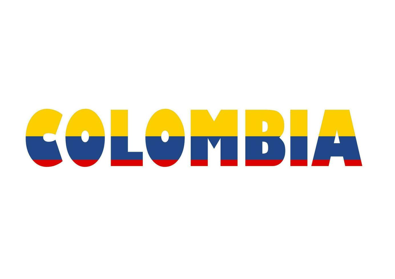 värld flagga på brev colombia platt design stil vektor illustration