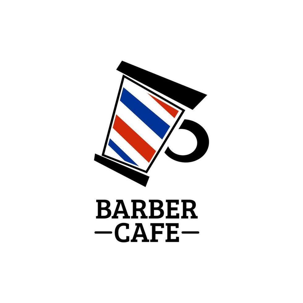 röd blå barberare affär Kafé kaffe råna logotyp begrepp design illustration vektor