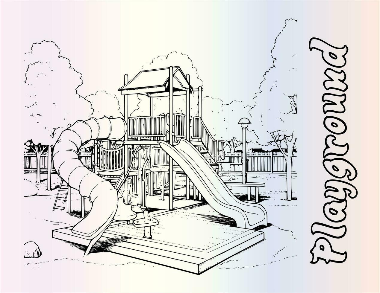 Kinder- Spielplatz Färbung Seiten Zeichnung zum Kinder vektor