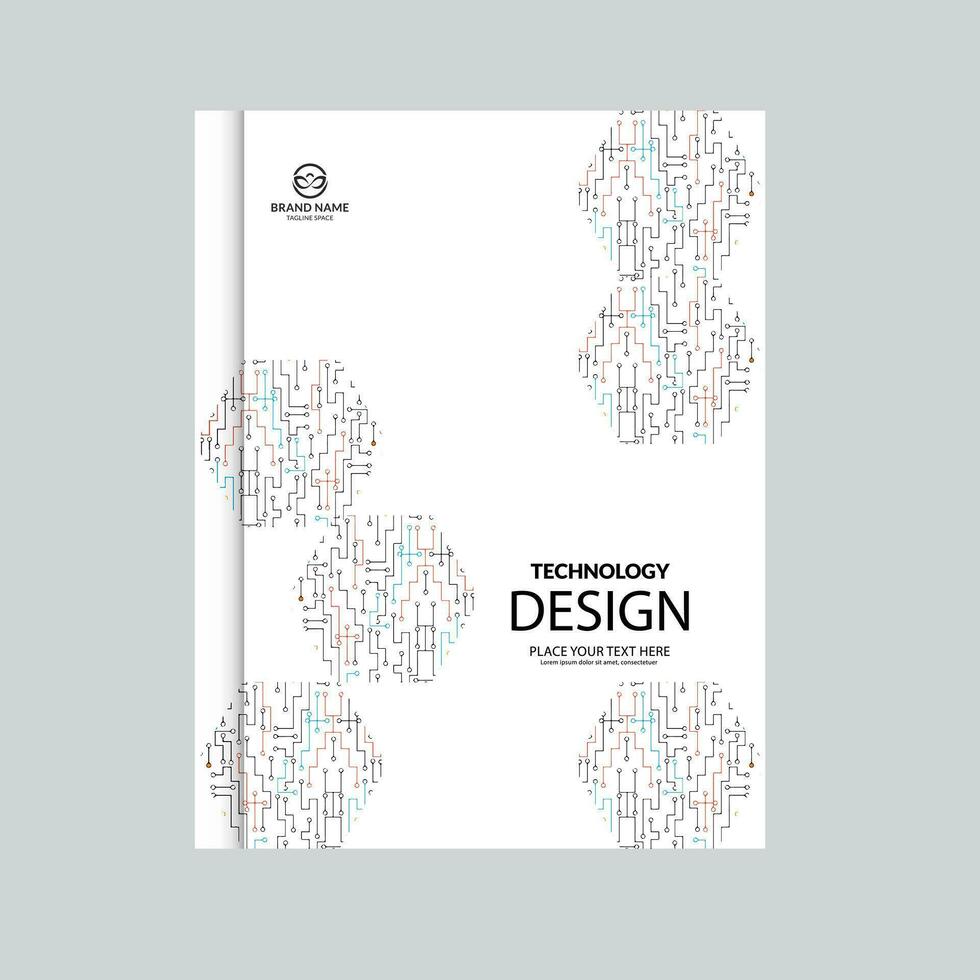 vektor modern tech bok omslag design