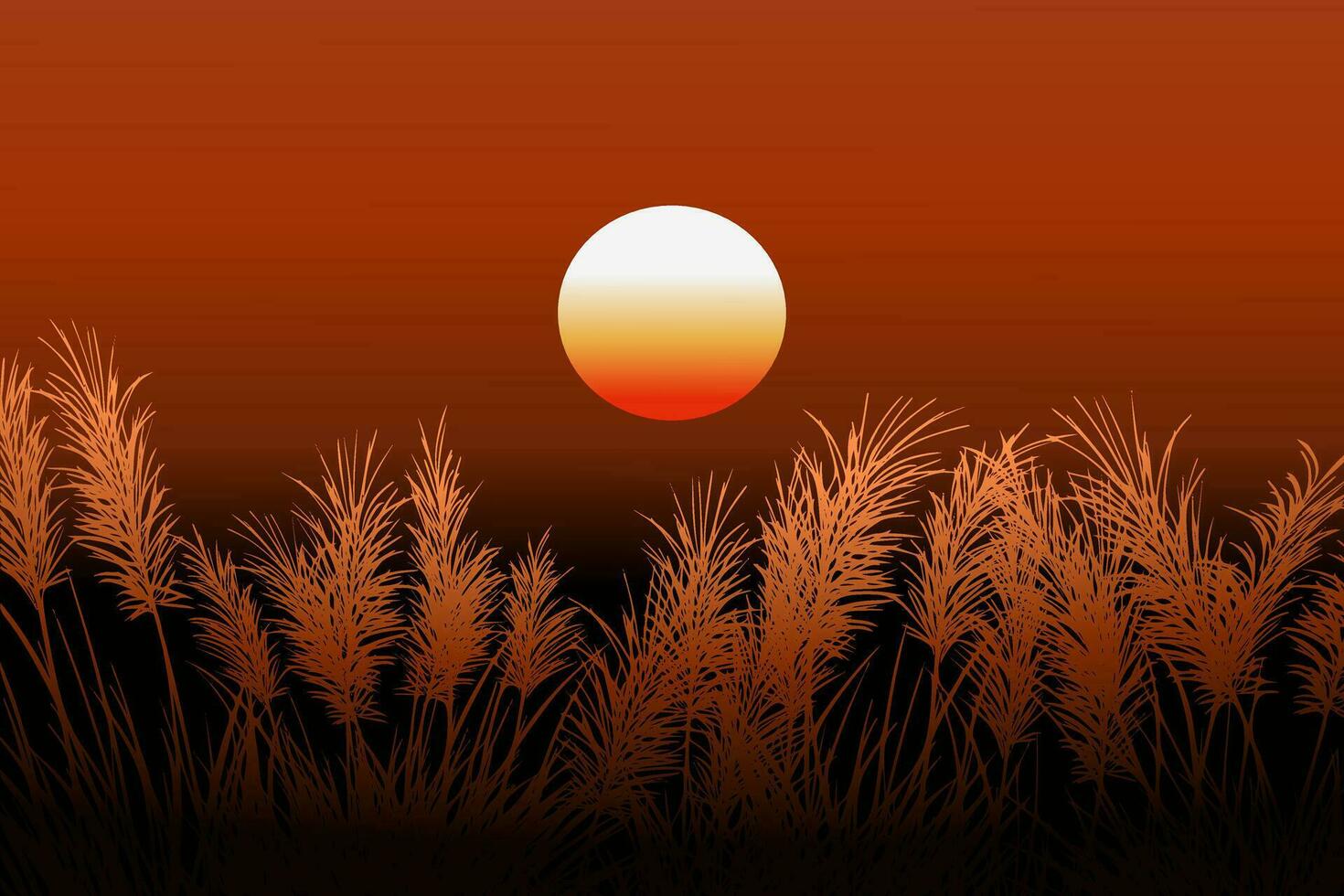 Sonnenuntergang Himmel Hintergrund mit Gras vektor