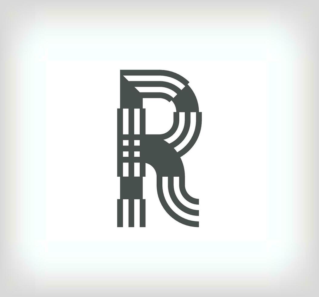 Brief r linear modern Logo. das Brief ist im Linie Streifen form. Alphabet Brief Charakter und linear abstrakt Design. Logo, korporativ Identität, Anwendung, kreativ Poster und mehr. vektor