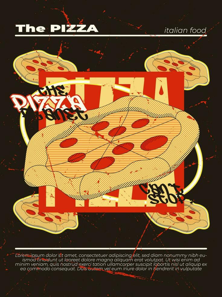 de pizza planet vägg affisch skjorta design vektor