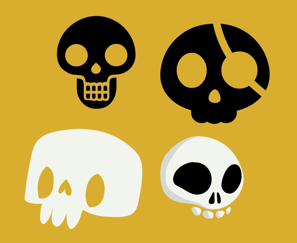 skalle svartvita objekt tecken symboler vektor illustration abstrakt med gul bakgrund