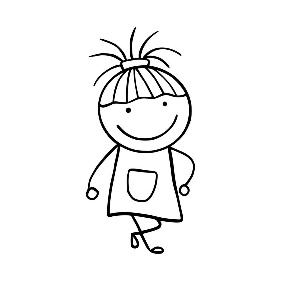 ritad för hand linje konst tecknad serie av Lycklig ungar. barn illustration. vektor
