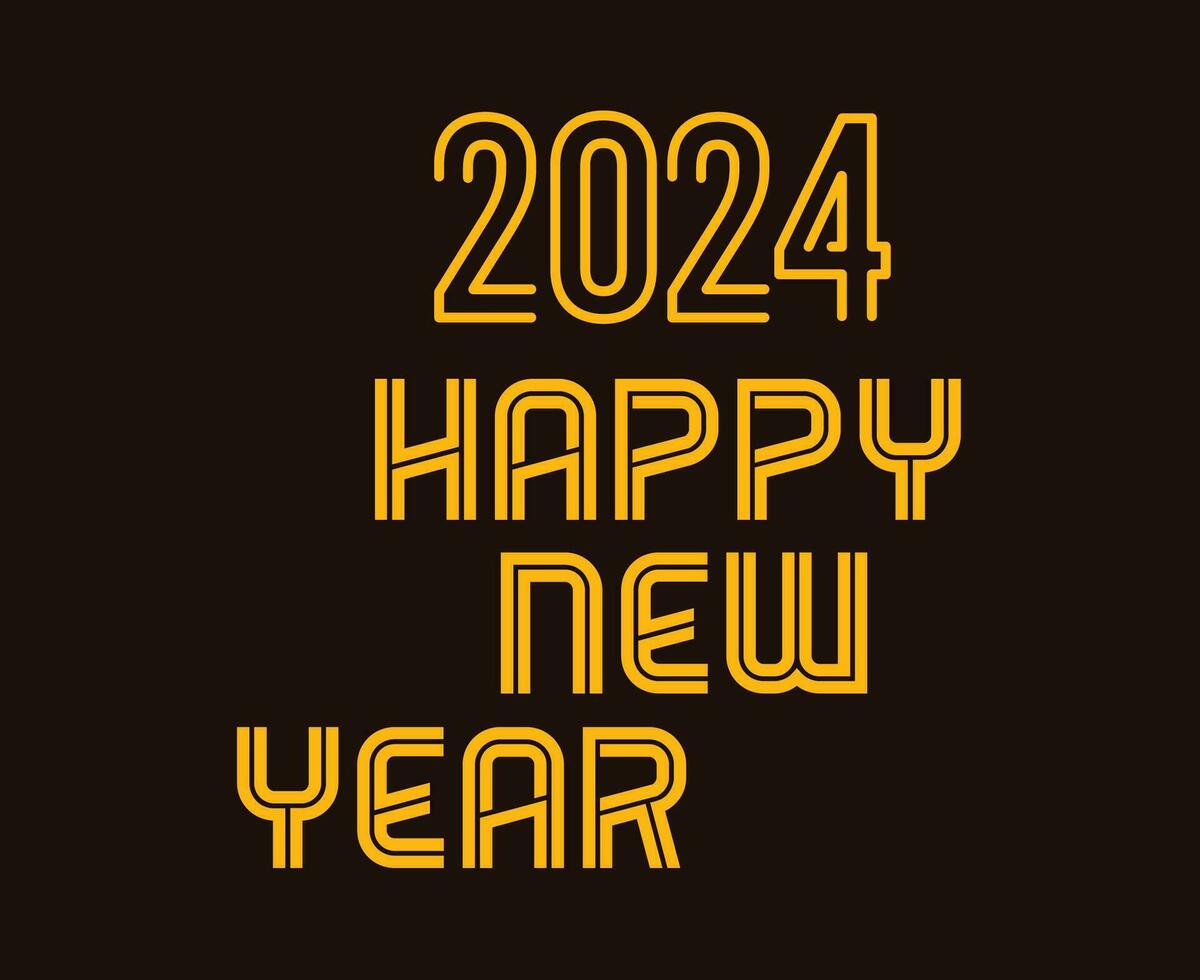 glücklich Neu Jahr 2024 abstrakt Gelb Grafik Design Vektor Logo Symbol Illustration mit braun Hintergrund