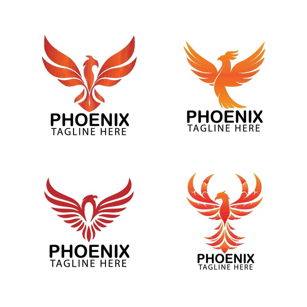 phoenix fågel symbol och logotyp design vektor illustration