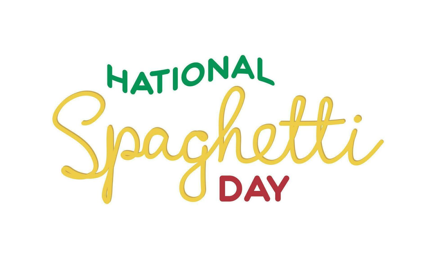 nationell spaghetti dag text baner. handstil text med spaghetti vektor