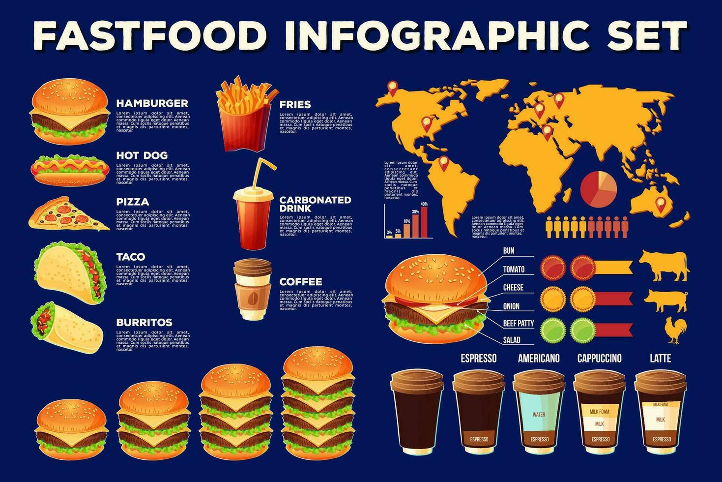 snabb mat infographic uppsättning vektor