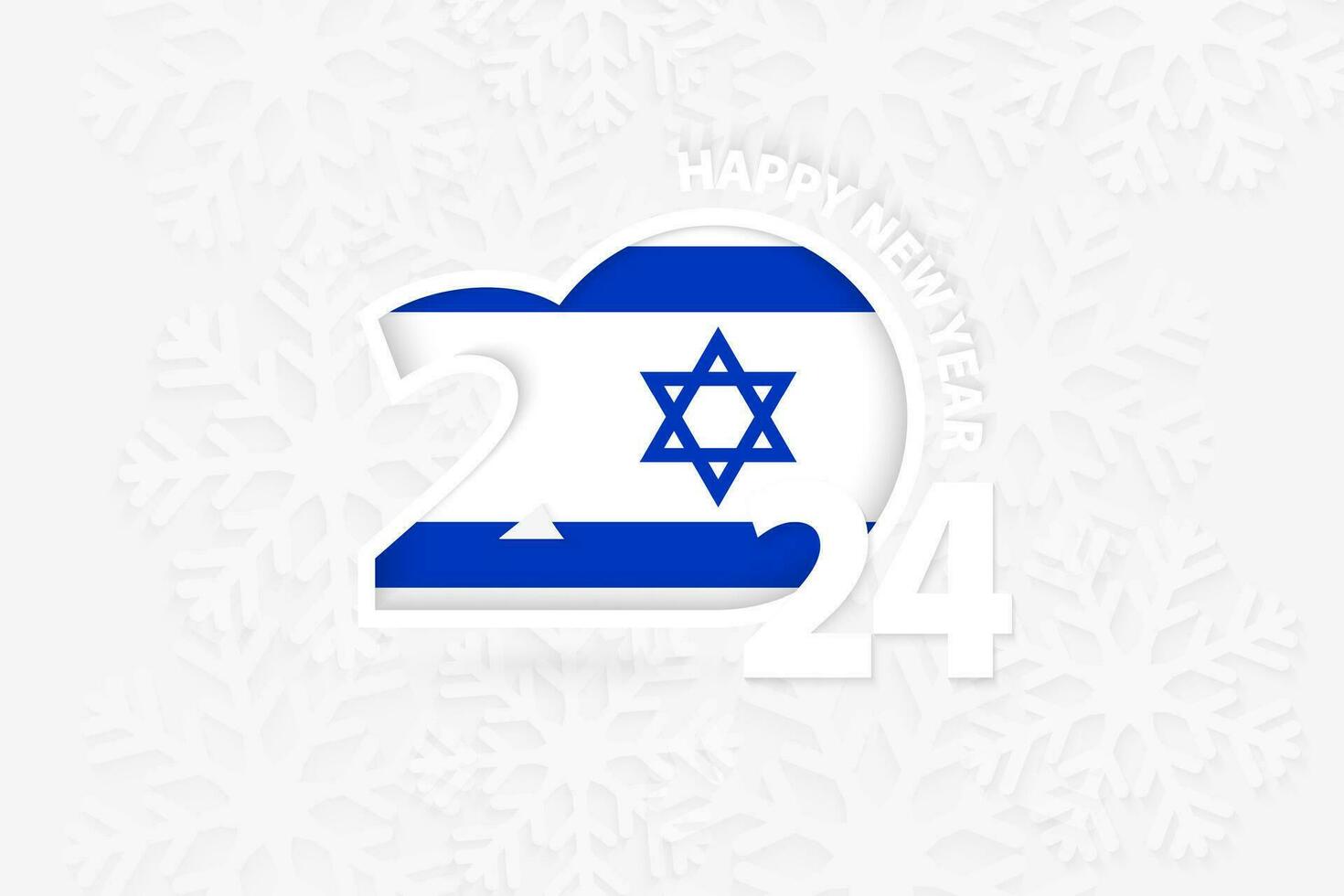 ny år 2024 för Israel på snöflinga bakgrund. vektor