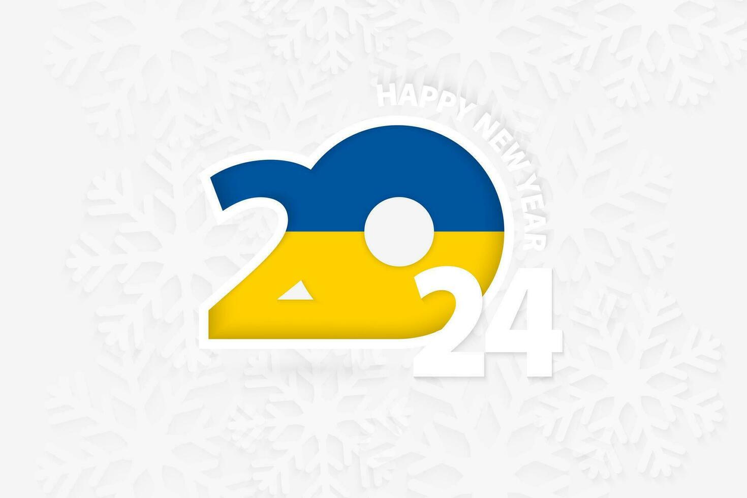 Neu Jahr 2024 zum Ukraine auf Schneeflocke Hintergrund. vektor