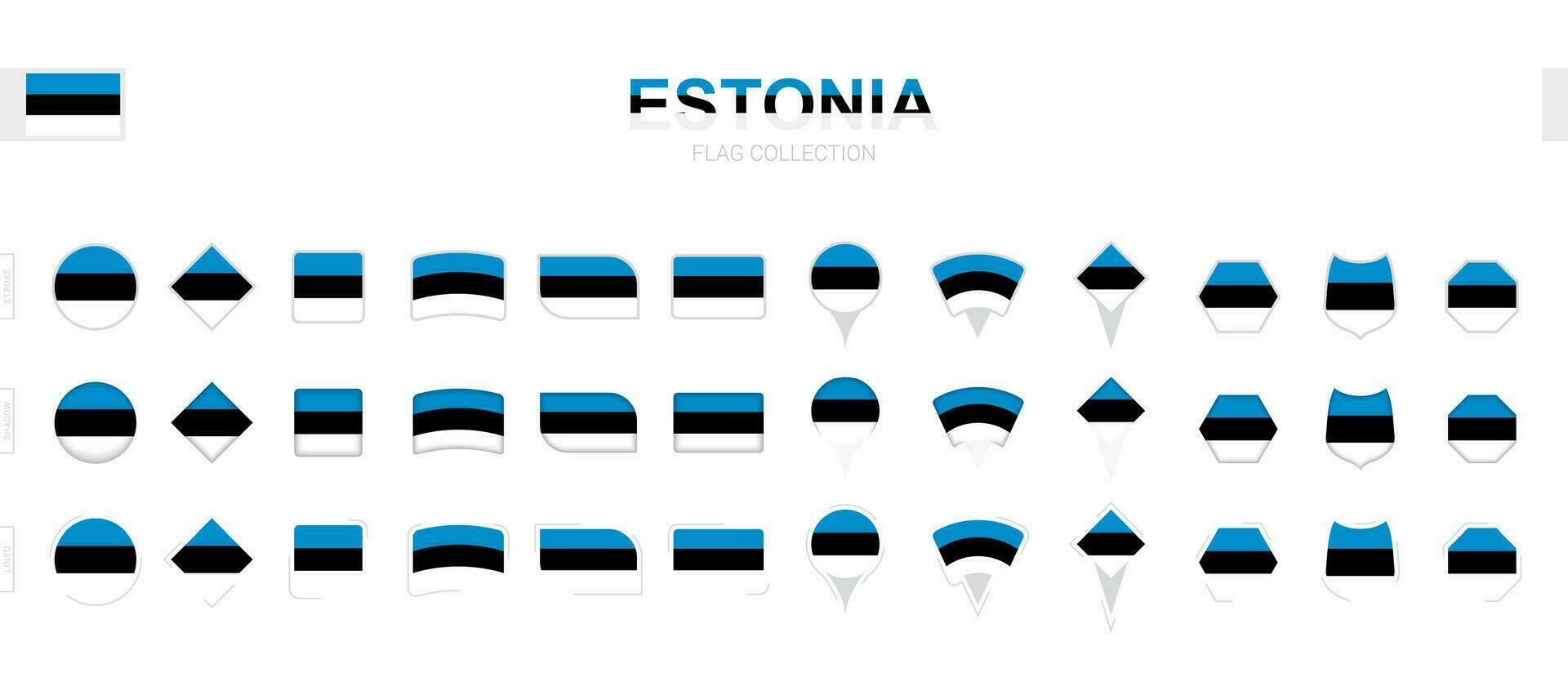 groß Sammlung von Estland Flaggen von verschiedene Formen und Auswirkungen. vektor