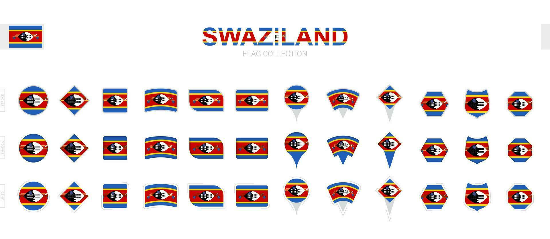 groß Sammlung von Swasiland Flaggen von verschiedene Formen und Auswirkungen. vektor