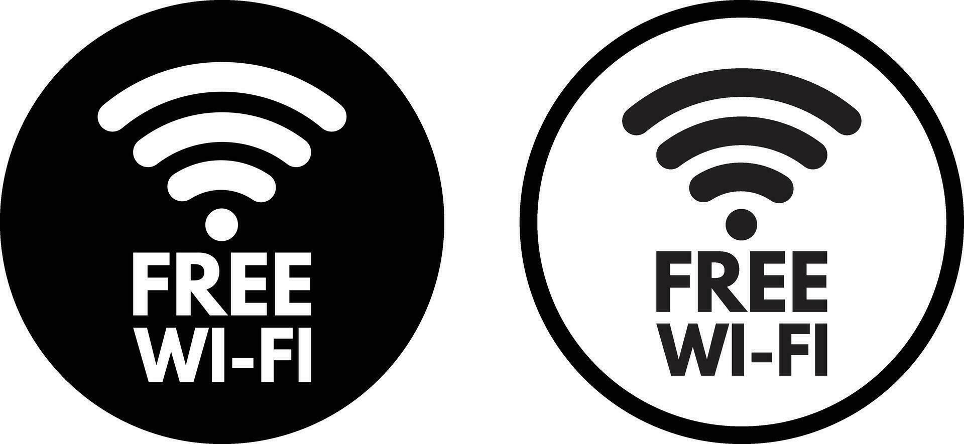 fri wiFi ikon uppsättning i två stilar isolerat på vit bakgrund . trådlös hotspot nätverk tecken vektor