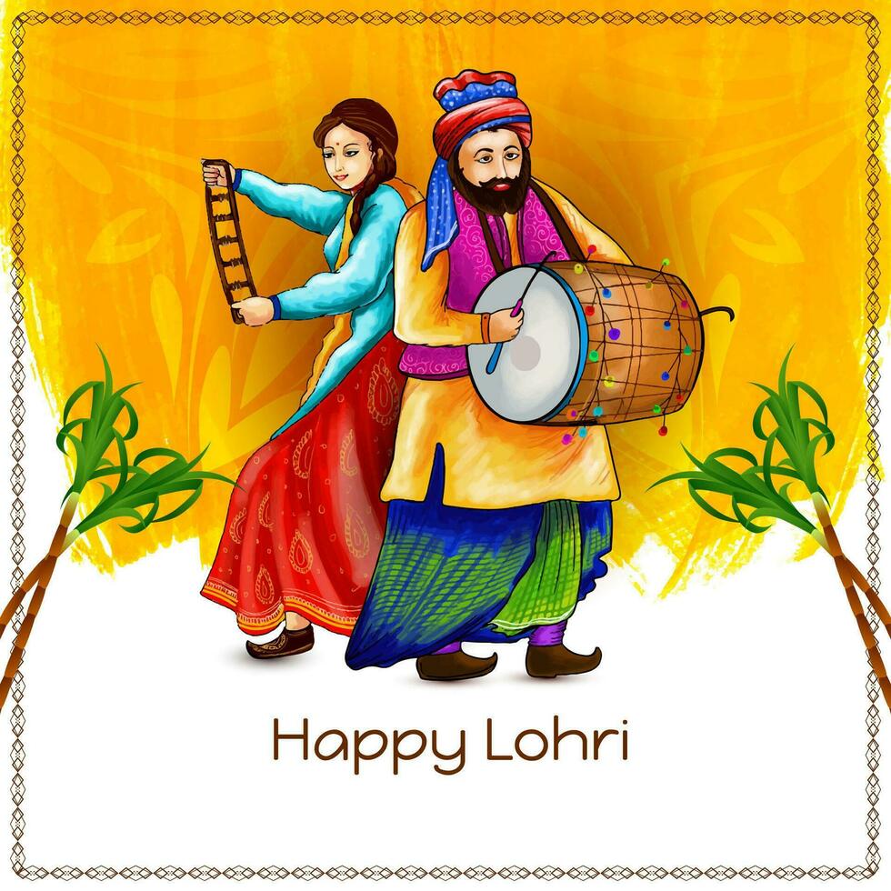 glücklich lohri indisch traditionell Punjabi Festival Hintergrund Design vektor