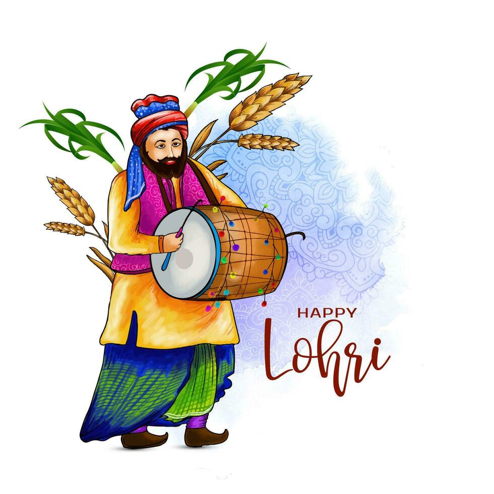Lycklig lohri indisk kulturell skörda festival bakgrund design vektor