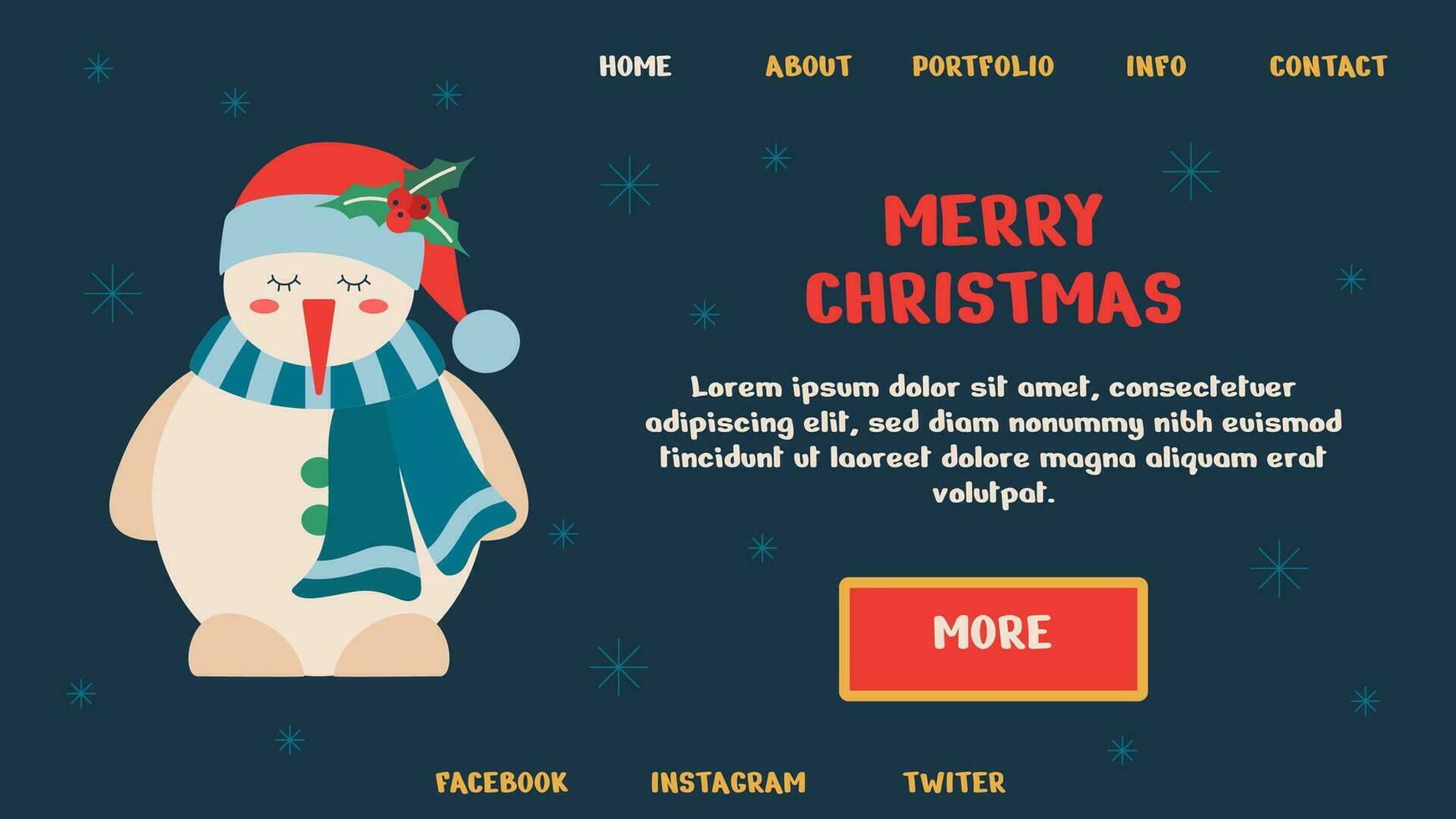 fröhlich Weihnachten, glücklich Neu Jahr Poster. Netz Seite oder Banner Vorlage, Landung, mit Schneemann, Schneeflocke. vektor