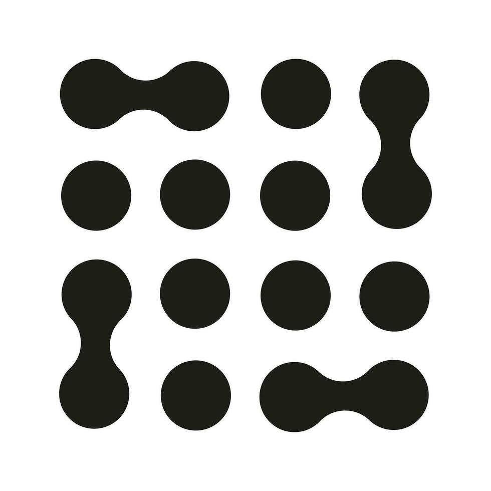 in Verbindung gebracht Kleckse. Metaball einfach Symbole. in Verbindung gebracht Punkte Vektor Zeichen. Integration abstrakt Symbol. Kreise Muster. Punkt Bewegung. Metabälle Übergang. einstellen von eben Logos.