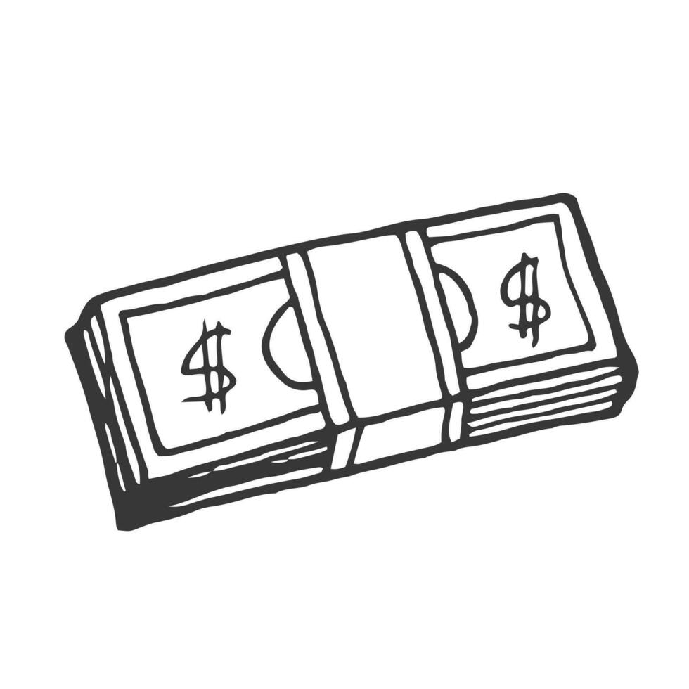 Stapel von Geld Karikatur Illustration isoliert auf Weiß vektor