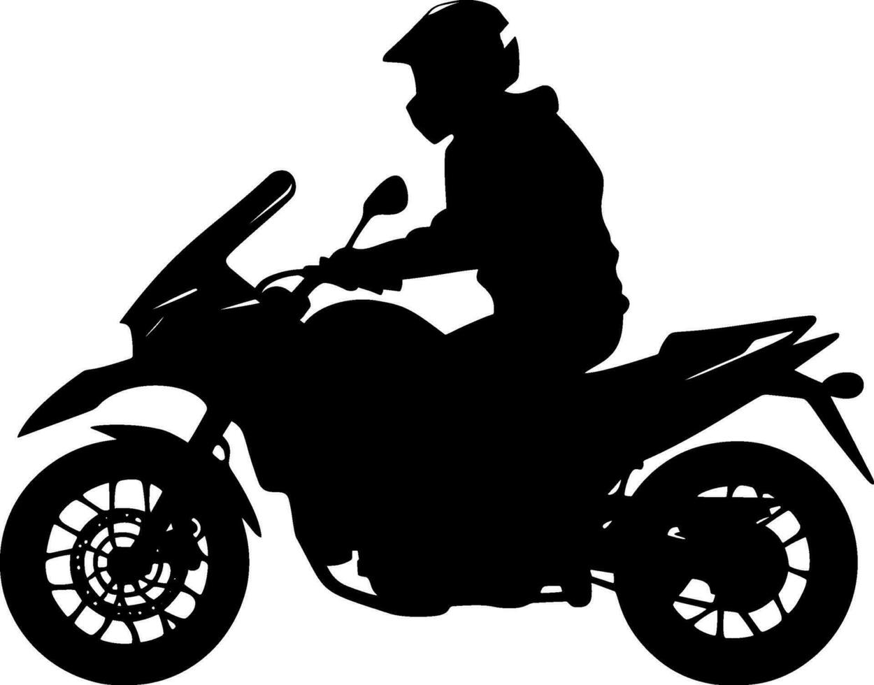 Motorrad Fahrer Seite Aussicht Silhouette isoliert Vektor Illustration. ai generiert Illustration.