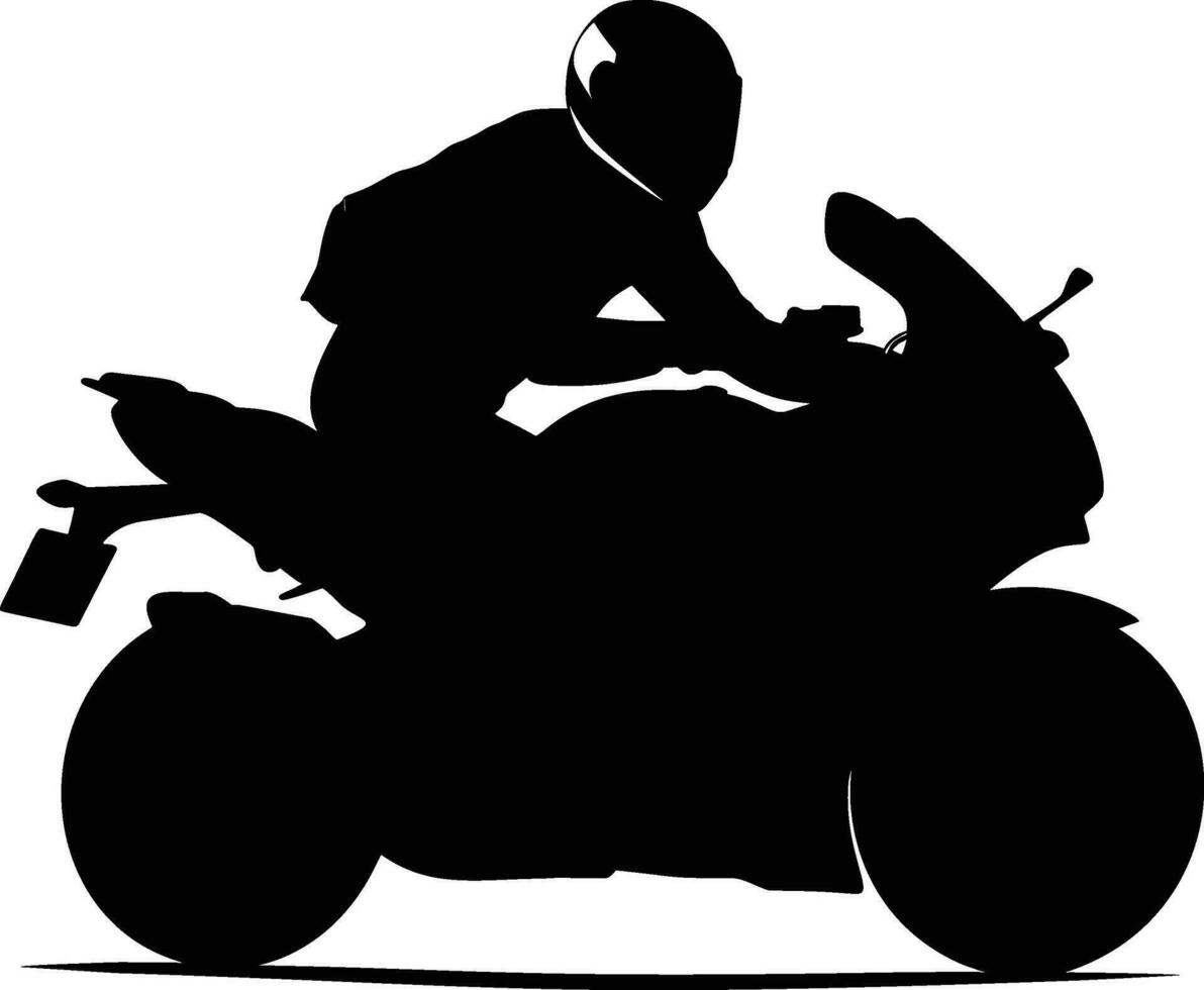 Motorrad Fahrer Seite Aussicht Silhouette isoliert Vektor Illustration. ai generiert Illustration.