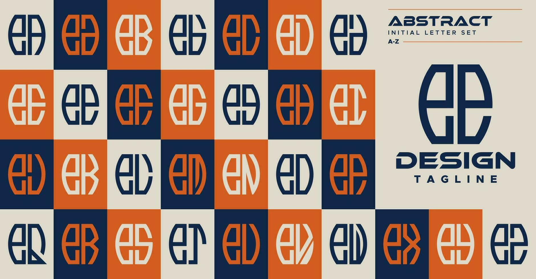 uppsättning av abstrakt kurva form små bokstäver brev e ee logotyp design vektor