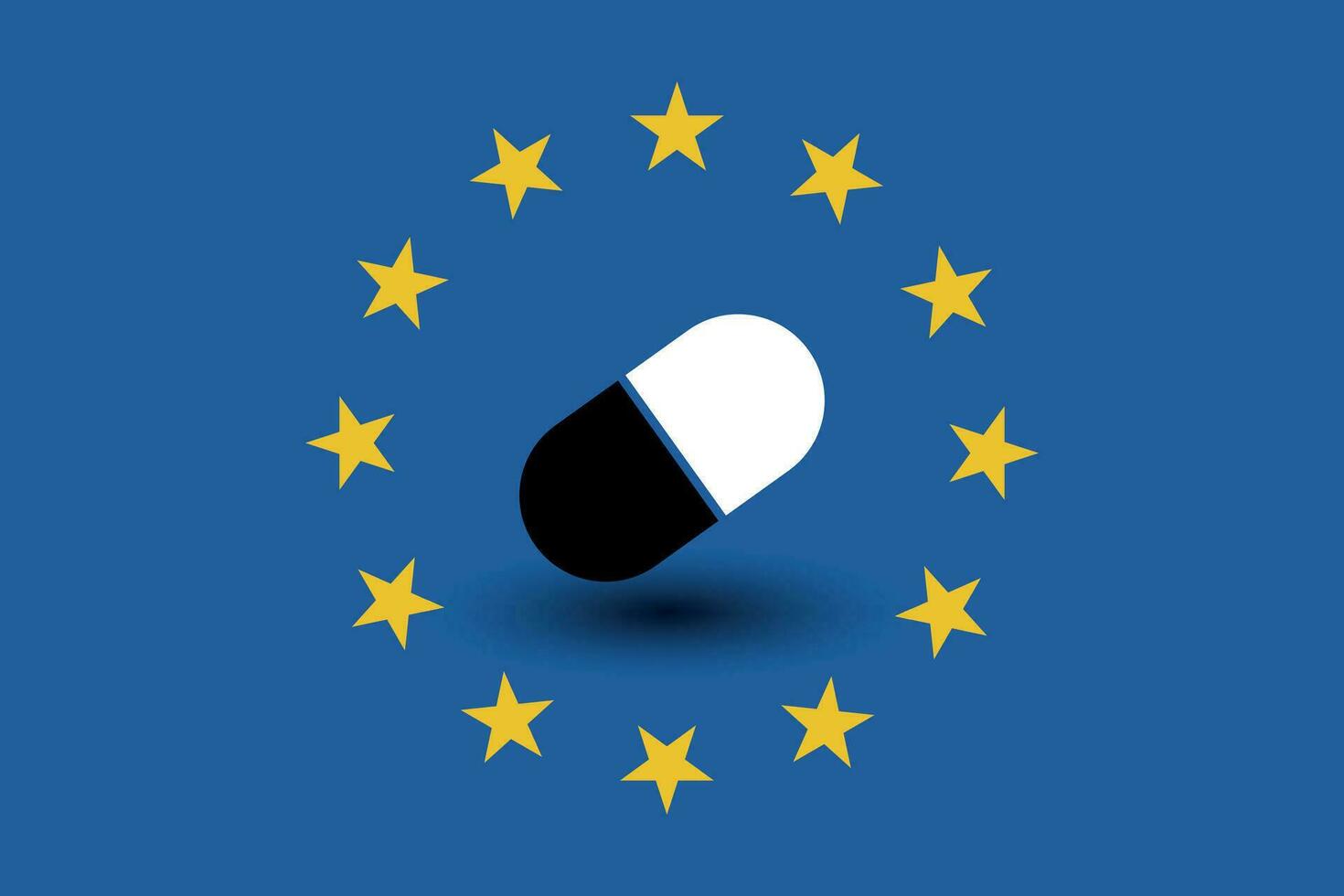 europeisk union flagga skugga med en piller vektor illustration.