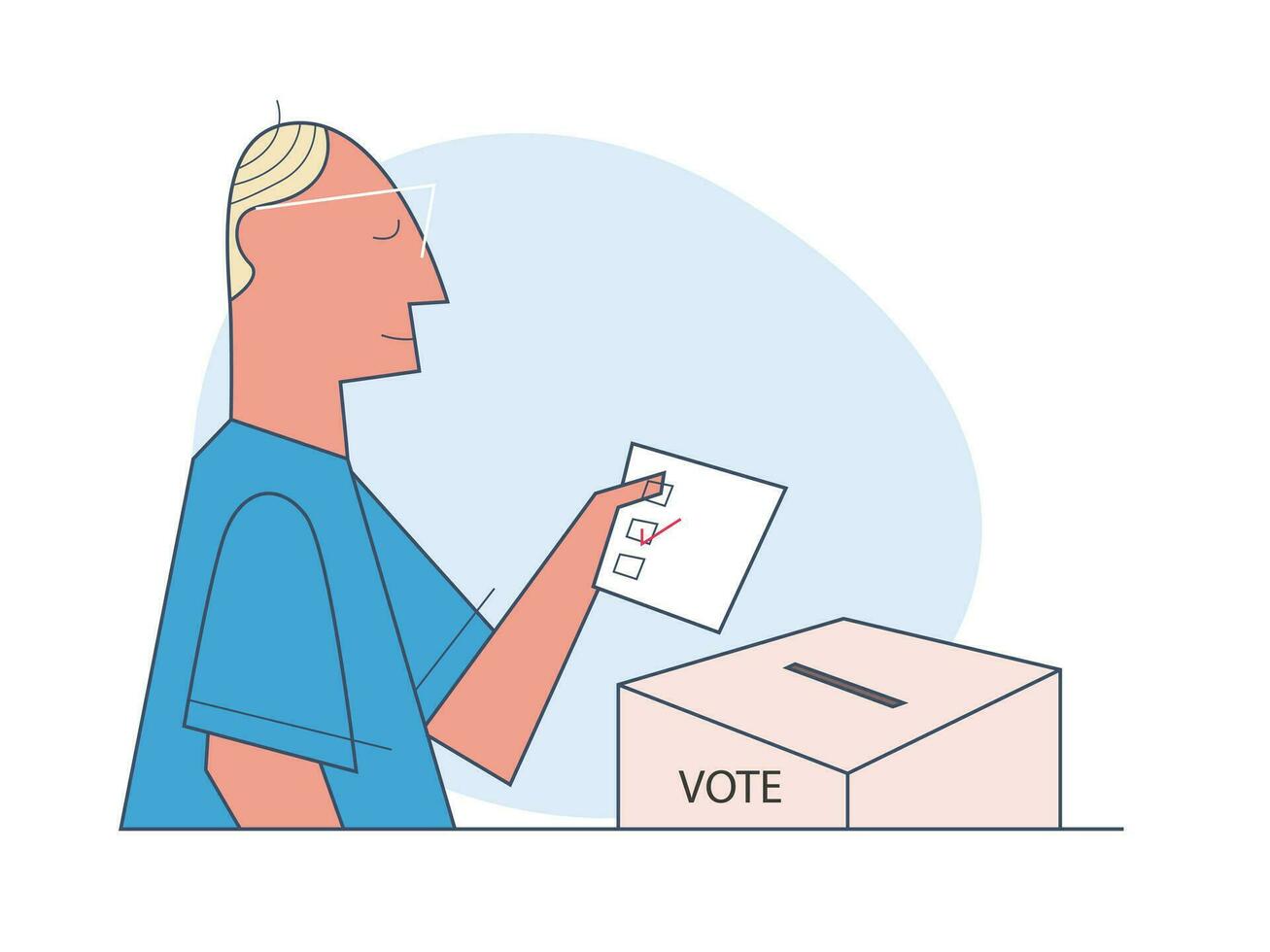 gammal man sätta rösta papper in i val låda för allmän regional eller president- val vektor