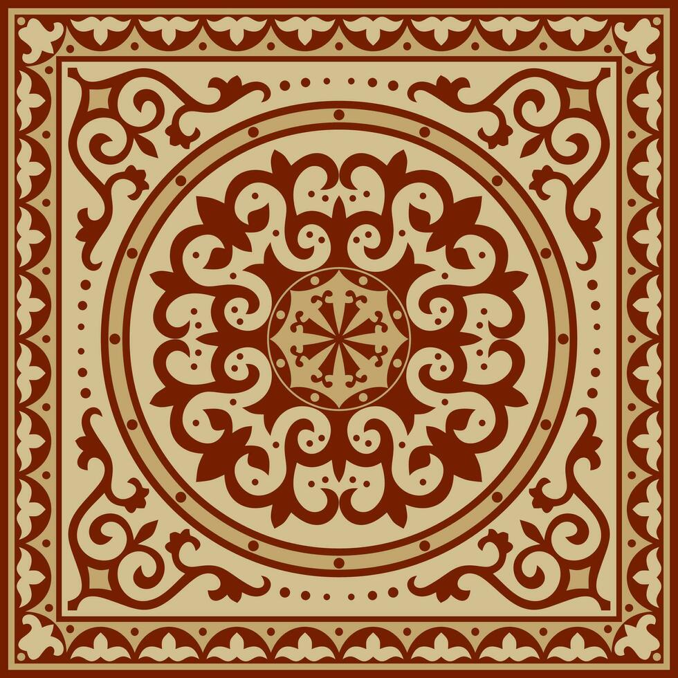 Vektor rot mit Gold Platz kazakh National Ornament. ethnisch Muster von das Völker von das großartig Steppe, .Mongolen, Kirgisen, Kalmücken, Burjaten