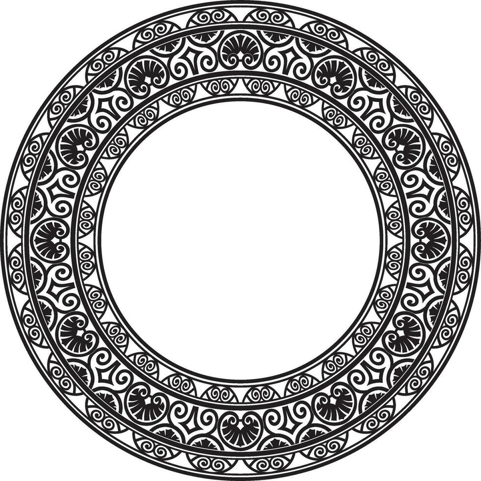 vektor svartvit svart runda klassisk renässans prydnad. cirkel, ringa europeisk gräns, väckelse stil ram