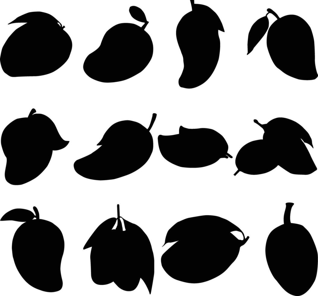 Mango, Essen, Frucht, Silhouette, Illustration, Vektor, Design, Element, Schwarz, Sammlung, Mango Symbol, Essen, Schlaganfall, Produkt, Logo, Karikatur, vektor