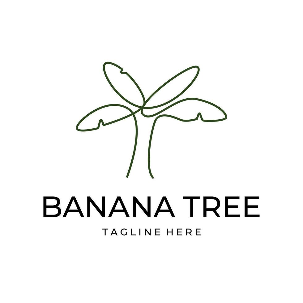 banan träd logotyp linje konst vektor enkel illustration mall ikon grafisk design