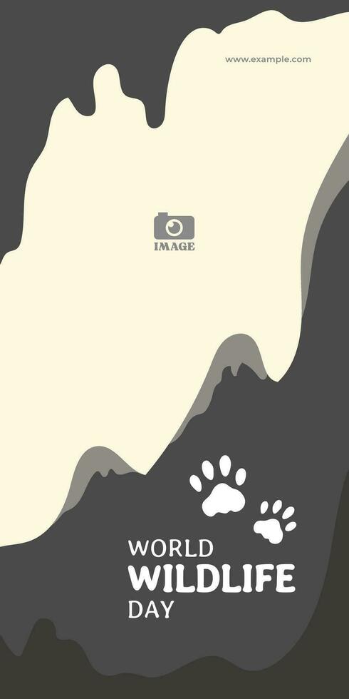 värld vilda djur och växter dag. platt vektor design med Tass tecken för baner, bakgrund, affisch, annons