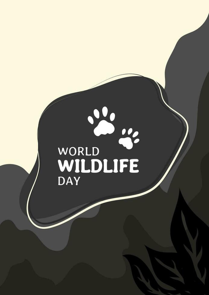 värld vilda djur och växter dag. platt vektor design med Tass tecken för affisch, baner, bakgrund, annons