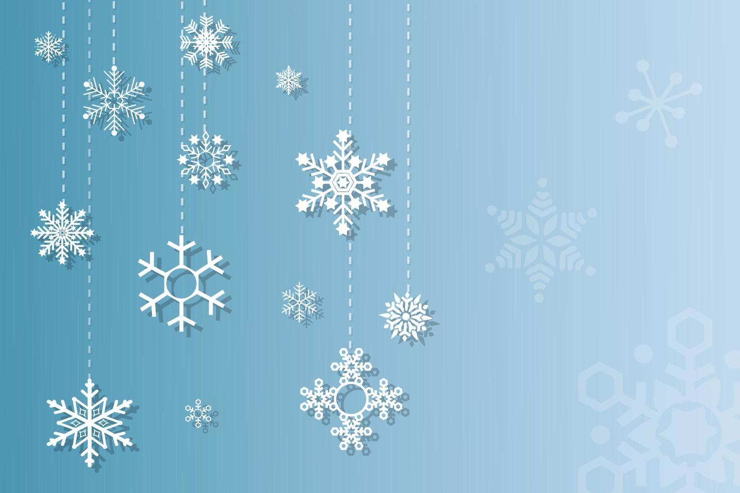 vinter bakgrund med vita snöflingor vektor design